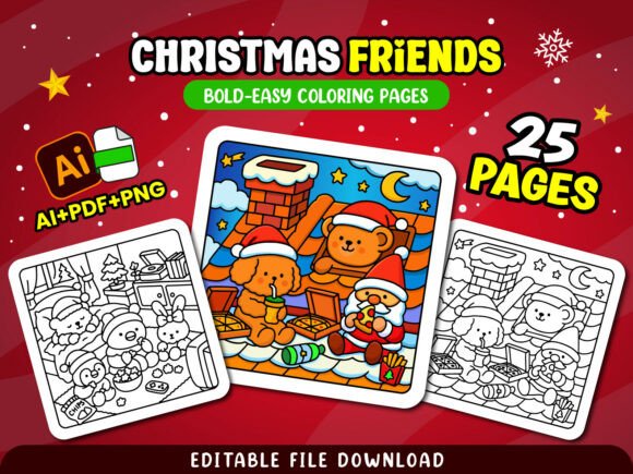 Download Christmas Friends Fluffy Coloring Pages - Pages Collection