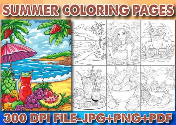 Download Sunny Summer Coloring Pages for Adults - Pages Collection