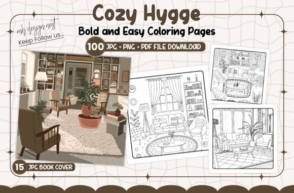 Download Cozy Hygge Bold and Easy Coloring Pages - Pages Collection