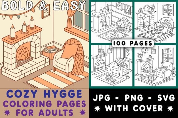 Download Cozy Hygge Bold and Easy Coloring Pages - Pages Collection