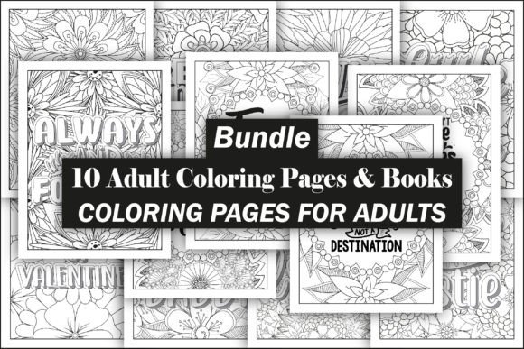 Download 10 Adults Coloring Pages &amp; Books Bundle - Pages Collection