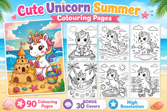 Download Cute Unicorn Summer Colouring Pages - Pages Collection