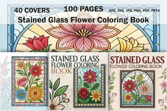 Download Stained Glass Flower Coloring Book - KDP - Flower coloring book Collection