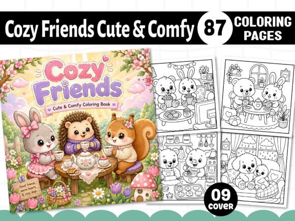 Download Cozy Friends Cute &amp; Comfy Coloring Pages - Pages Collection