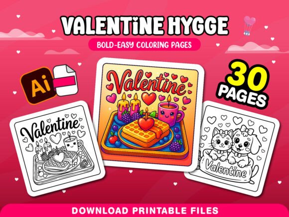 Download Valentine Hygge Adults Coloring Pages - Pages Collection