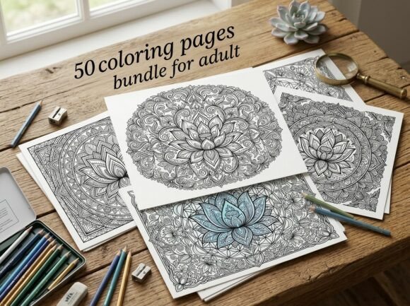 Download 50 Lotus Flower Coloring Pages Bundle - Pages Collection