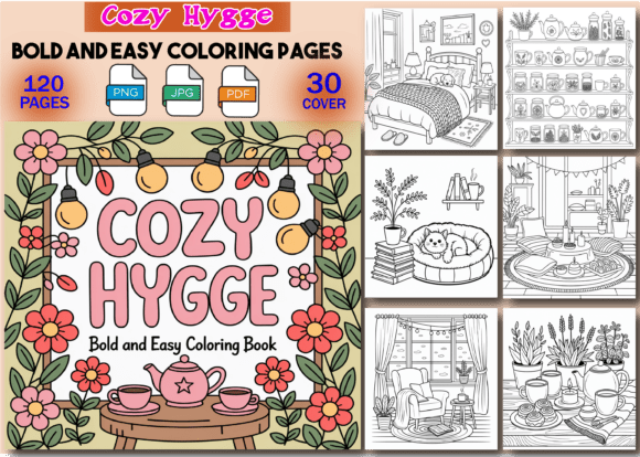 Download Cozy Hygge Bold and Easy Coloring Pages - Pages Collection