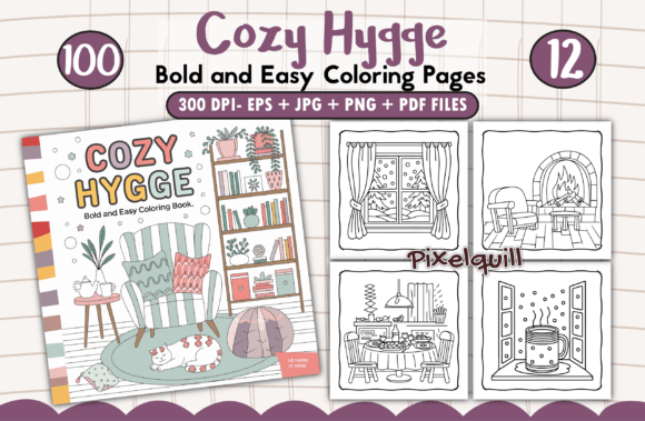 Download Cozy Hygge Bold and Easy Coloring Pages - Pages Collection