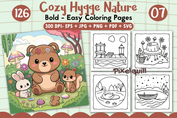 Download Cozy Hygge Nature: Bold Coloring Pages - Pages Collection