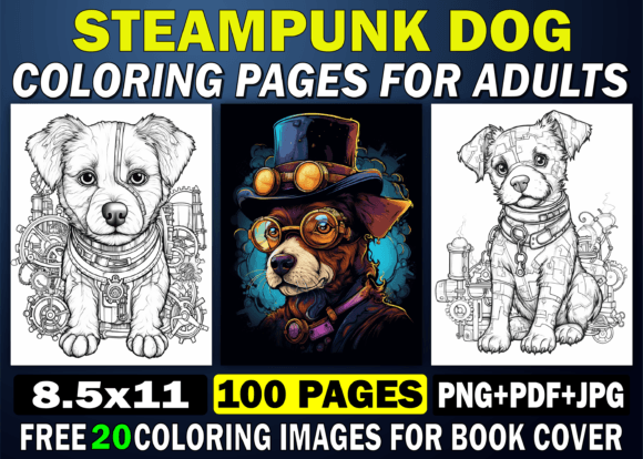 Download Steampunk Dog Coloring Pages for Adults - Pages Collection