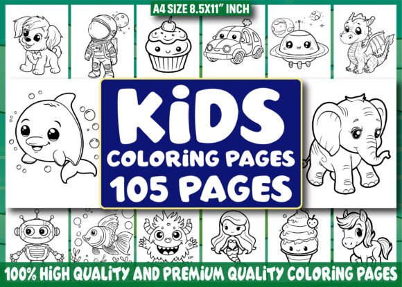 Download 105 Kids Coloring Pages for Kids - KDP - Pages Collection