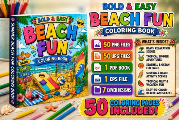 Download Bold &amp; Easy Beach Fun Coloring Pages - Pages Collection