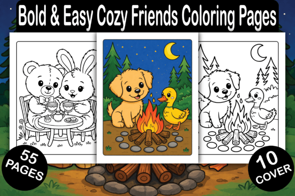 Download Bold &amp; Easy Cozy Friends Coloring Pages - Pages Collection