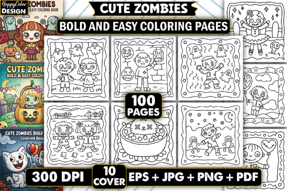 Download Cute Zombies: Bold &amp; Easy Coloring Pages - Pages Collection