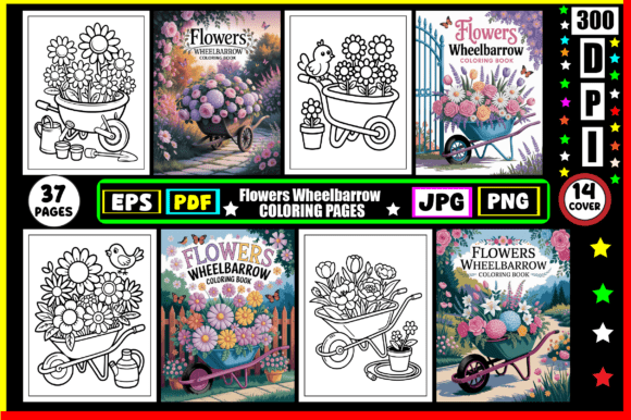 Download Flowers Wheelbarrow Coloring Pages - Pages Collection
