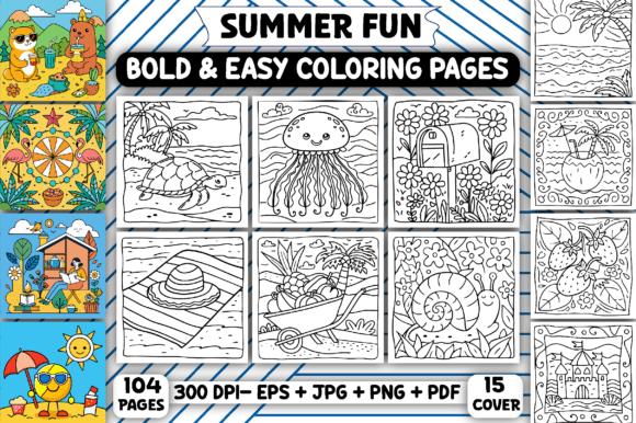 Download Summer Fun: Bold and Easy Coloring Pages - Pages Collection