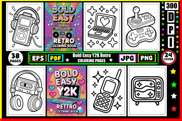 Download Bold Easy Y2K Retro Coloring Pages - Pages Collection