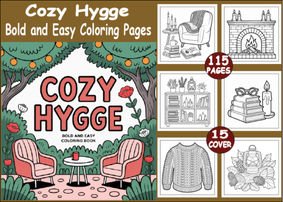 Download Cozy Hygge Bold and Easy Coloring Pages - Pages Collection