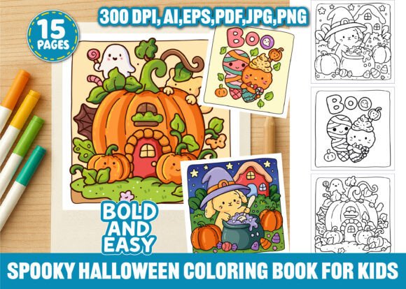 Download Spooky Halloween Coloring Pages for Kids - Pages Collection