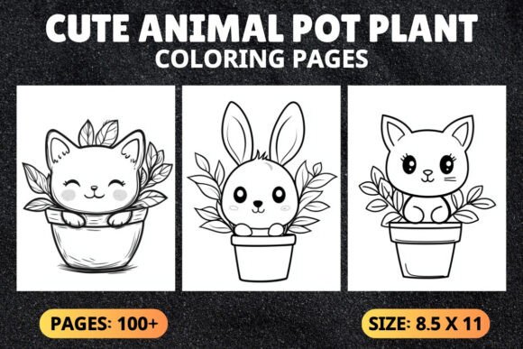 Download Cute Animal Pot Plant Coloring Pages - Pages Collection