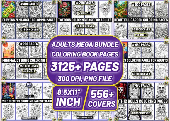 Download 3125 Adults Mega Coloring Pages Bundle - Pages Collection