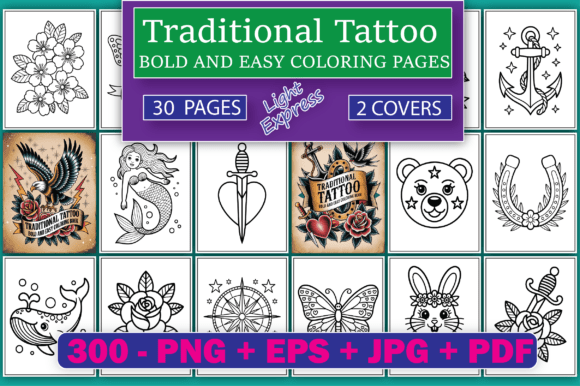 Download Traditional Tattoo Coloring Pages Adults - Pages Collection