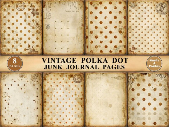 Download Vintage Polka Dot Junk Journal Pages - Pages Collection