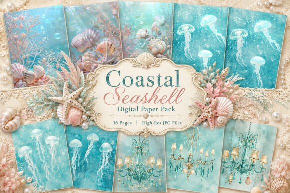 Download Coastal Aqua Junk Journal Pages - Pages Collection