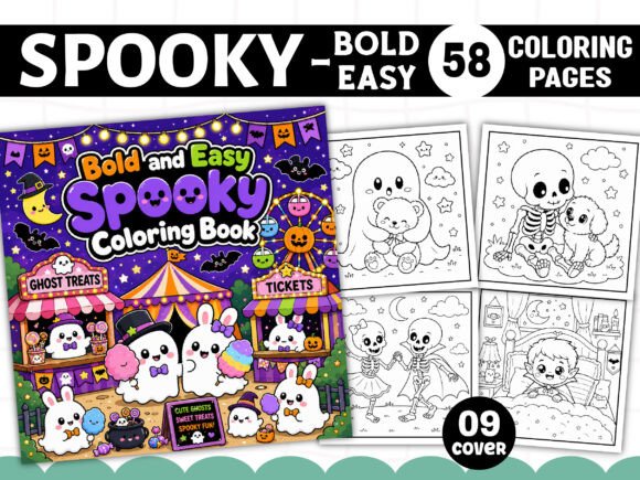 Download Bold and Easy Spooky Coloring Book Pages - Pages Collection
