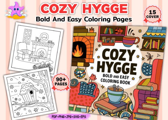 Download Cozy Hygge Bold and Easy Coloring Pages - Pages Collection