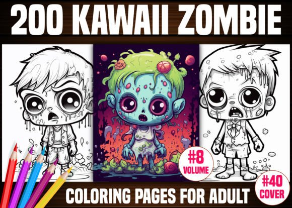 Download 200 Kawaii Zombie Coloring Pages - KDP - Pages Collection
