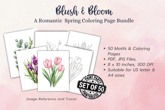 Download 50 Spring Floral Coloring Pages Bundle - Pages Collection