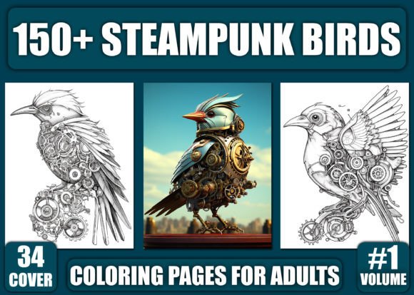 Download 150+ Steampunk Birds Coloring Pages- KDP - Pages Collection