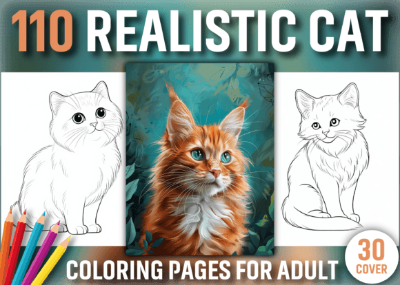 Download 110 Realistic Cat Coloring Book Pages - Pages Collection