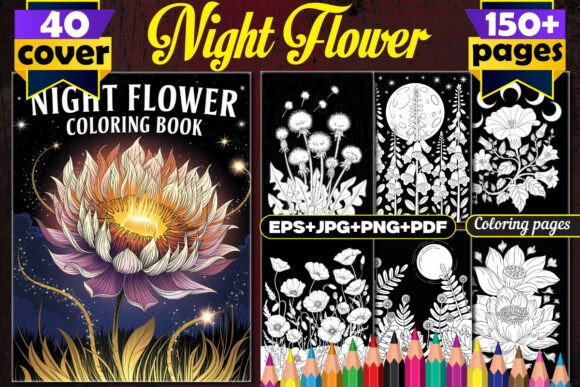 Download 150+ Night Flower Coloring Pages for KDP - Pages Collection