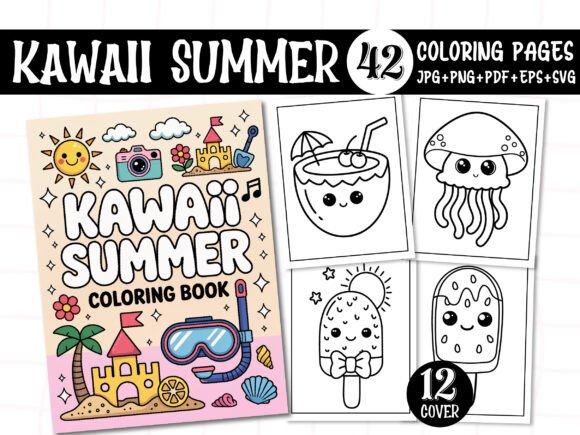 Download Kawaii Summer Coloring Pages for - KDP - Pages Collection